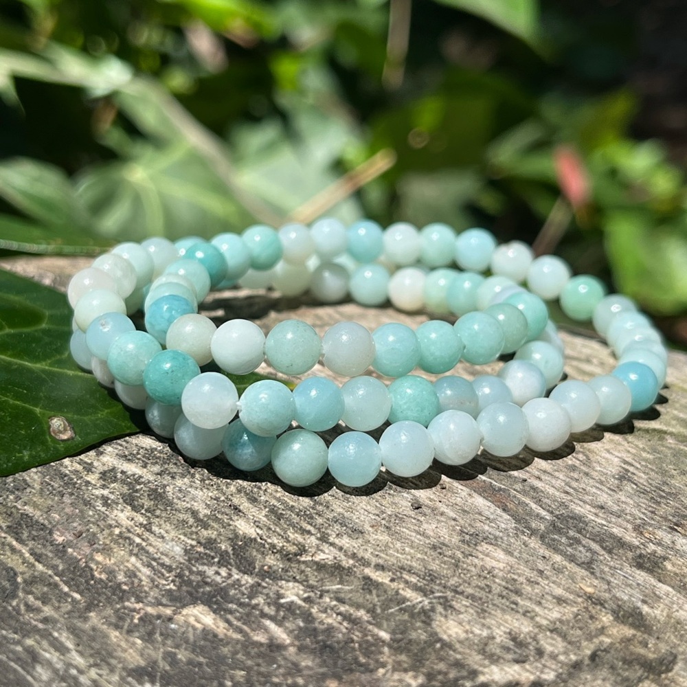 6mm dainty 3 layer carribean‎ calcite bracelet necklace